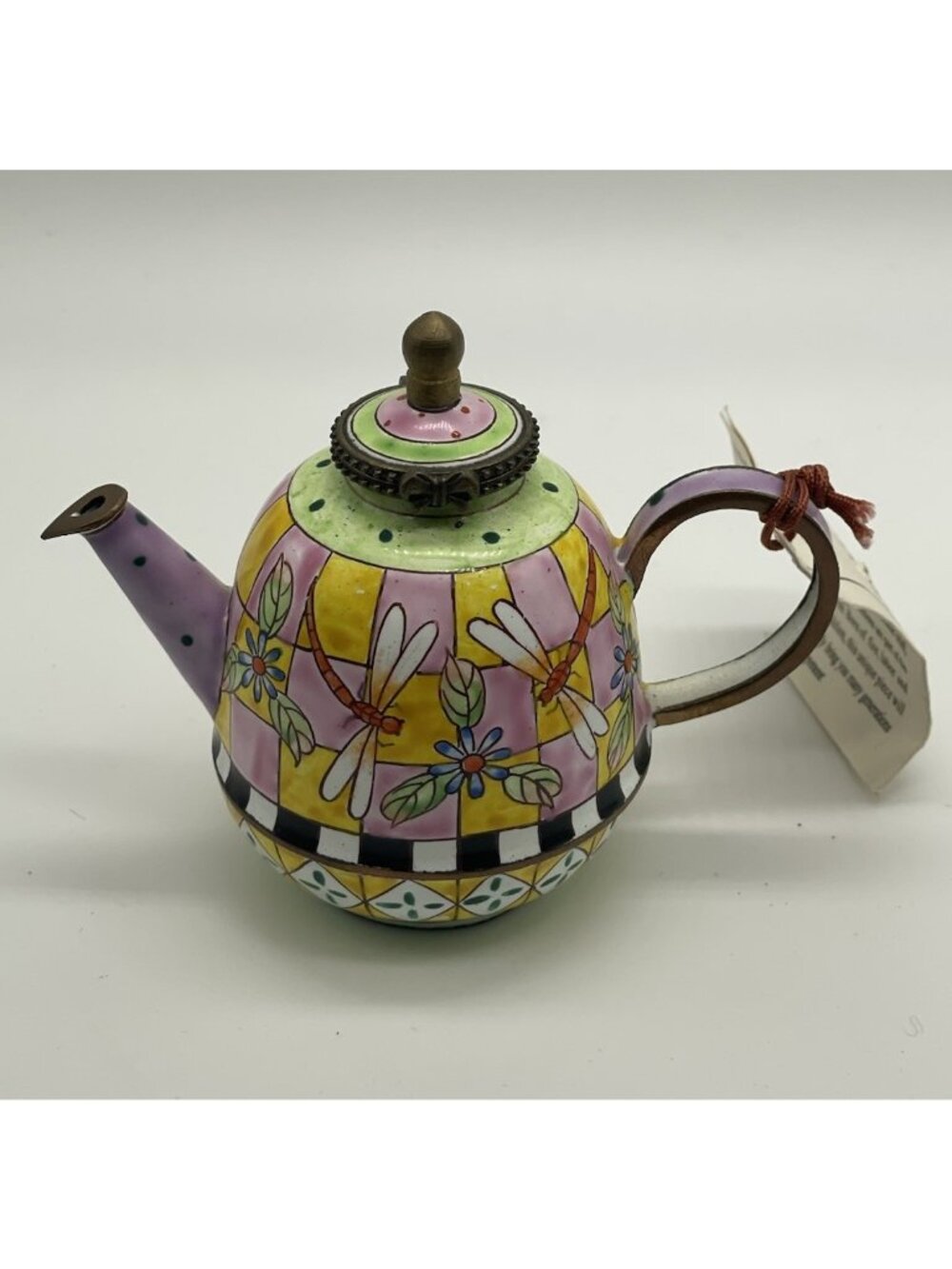 Kelvin Chen Hand Painted Enamel Mini Teapot Trinket Box No. 24 COA Dragonfly